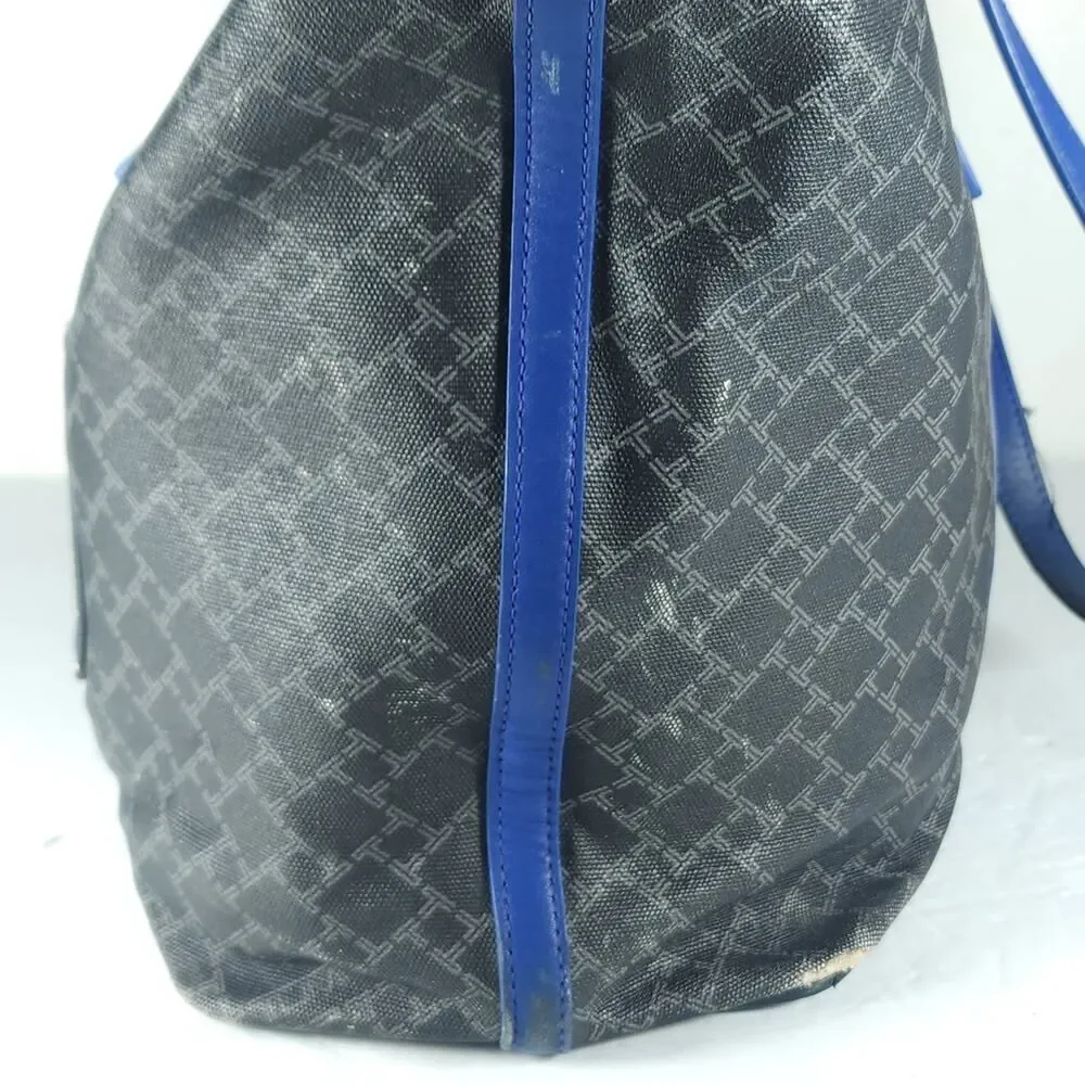Tumi Everyday Women's Black Blue Leather Canvas Large Travel Caryall Tote Bag